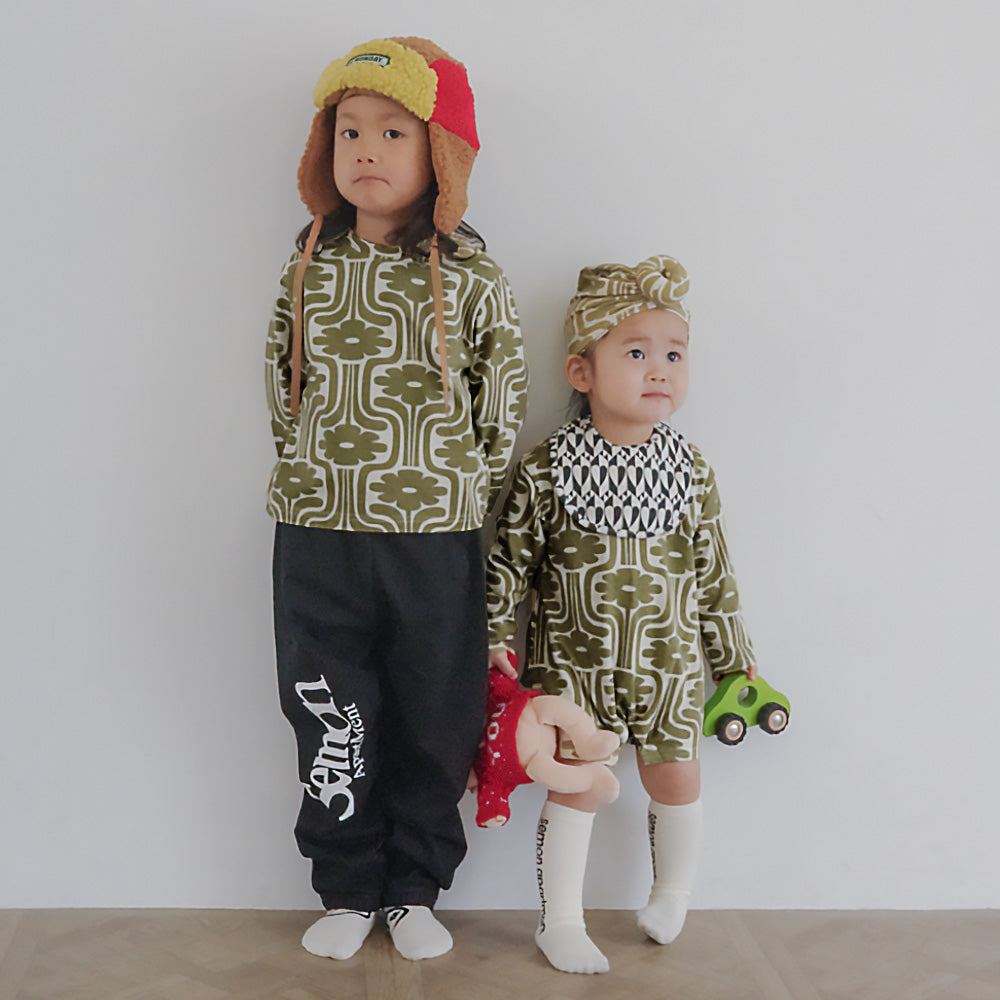 Pattern Long Sleeve Rompers