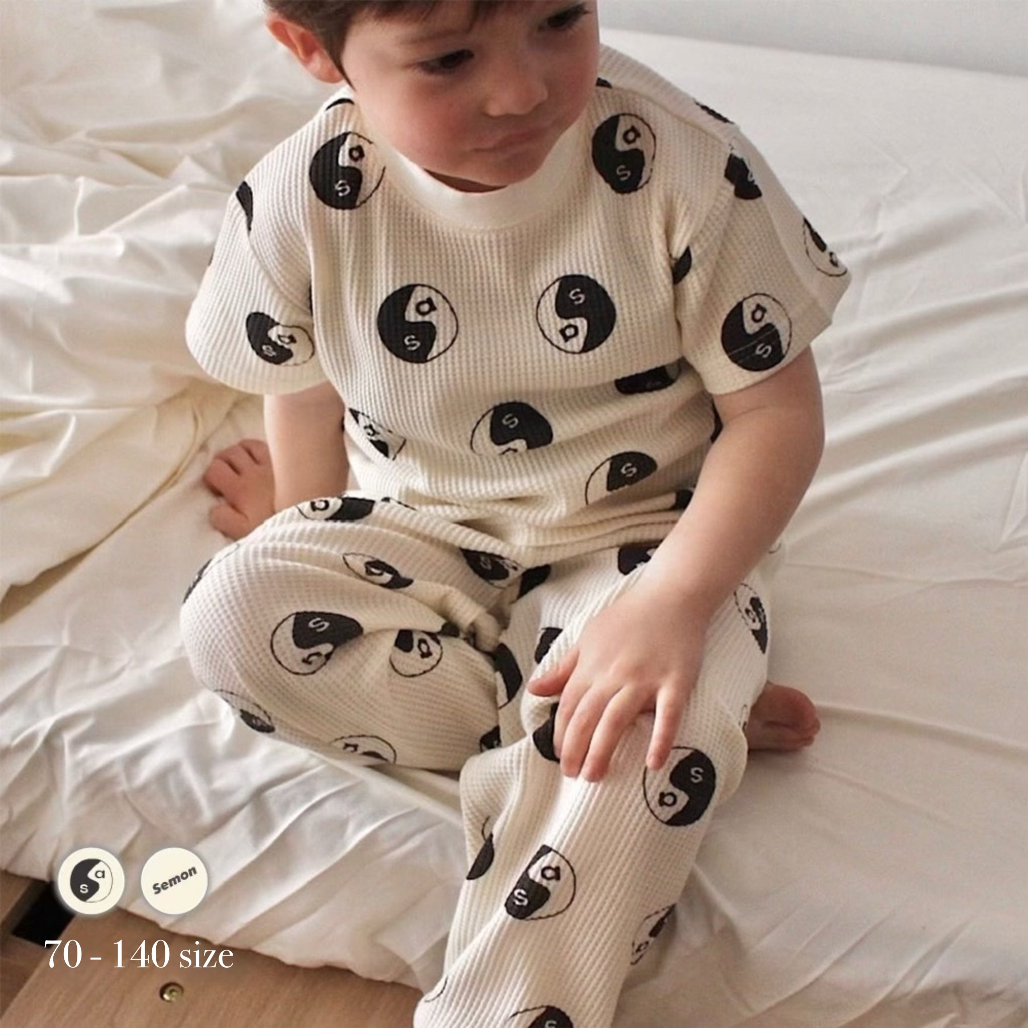 WAFFLE PRINT HALF SLEEVE TEE