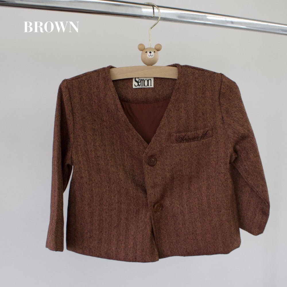 HERRINGDONE TWEED JACKET & BOW TIE SET