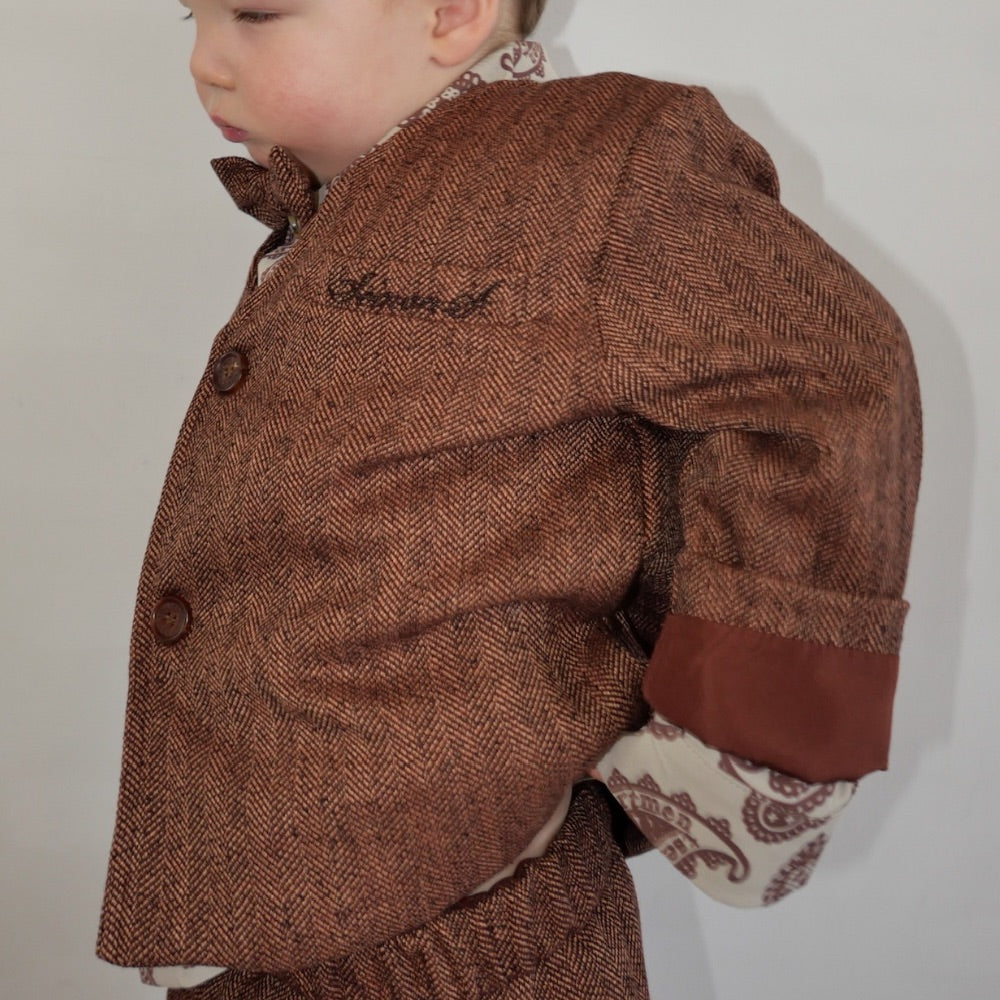 HERRINGDONE TWEED JACKET & BOW TIE SET