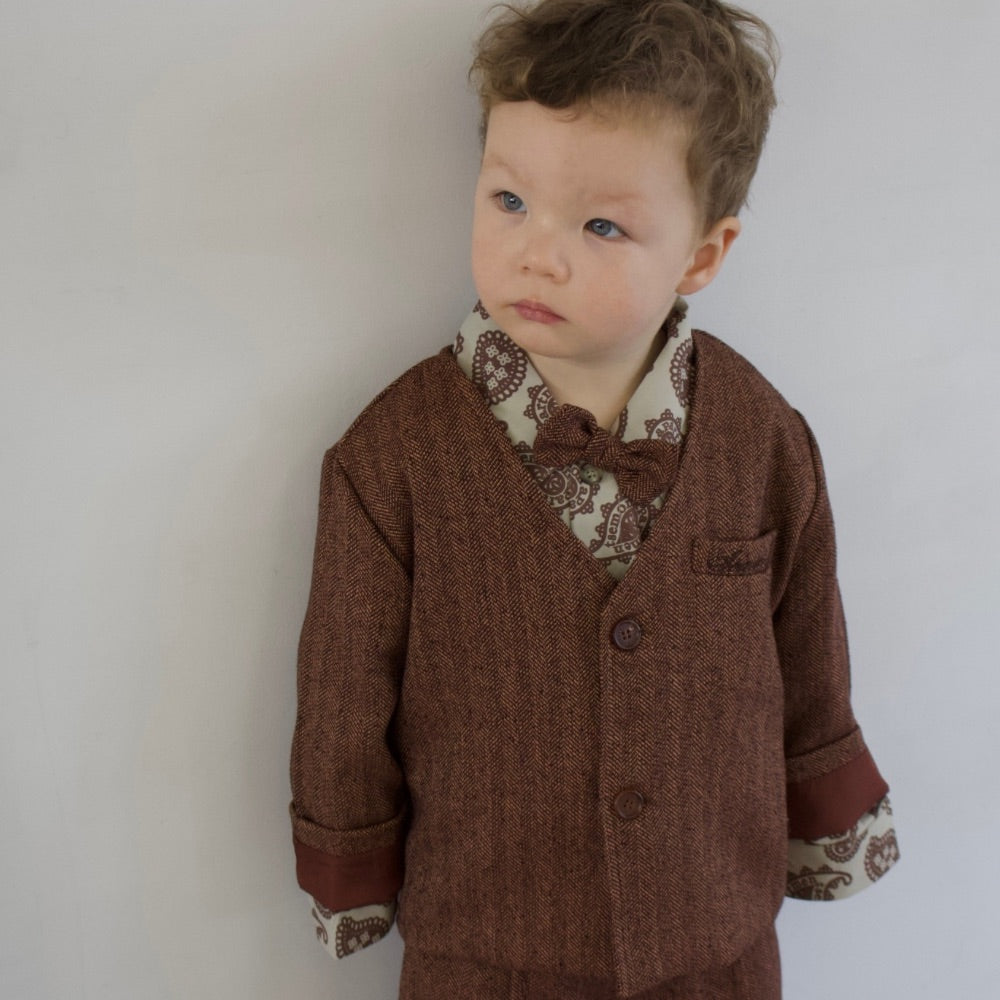 HERRINGDONE TWEED JACKET & BOW TIE SET
