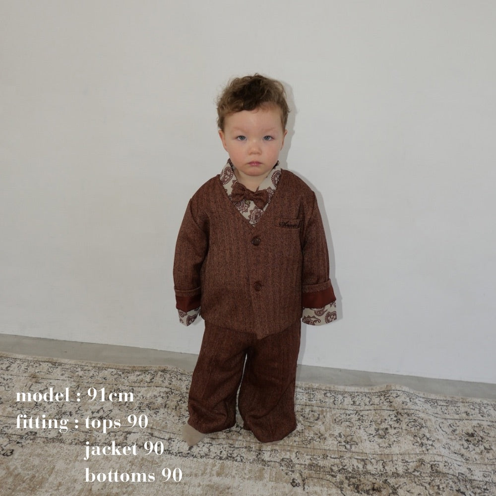 HERRINGDONE TWEED JACKET & BOW TIE SET