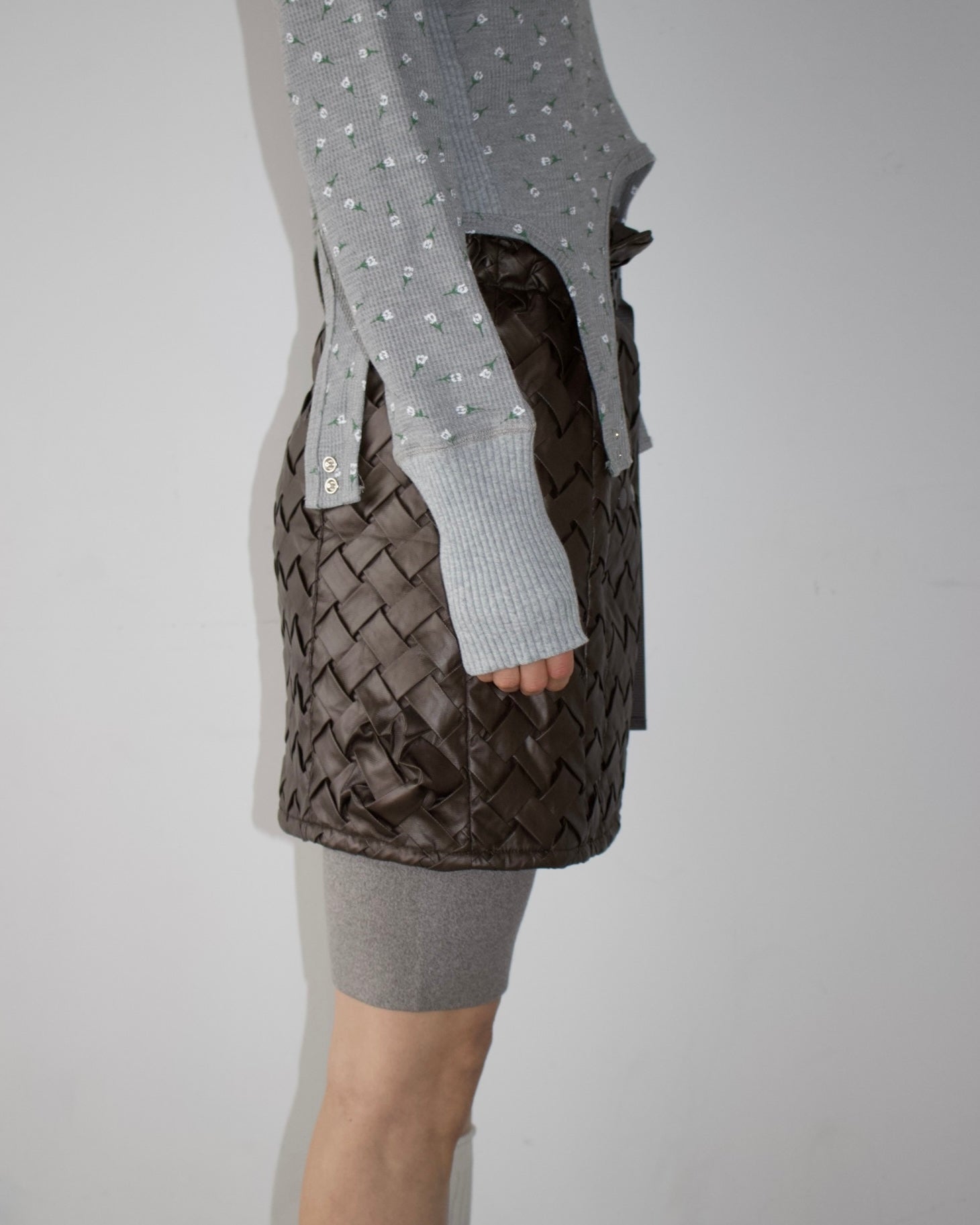 Faux Leather Intrecciato Skirt