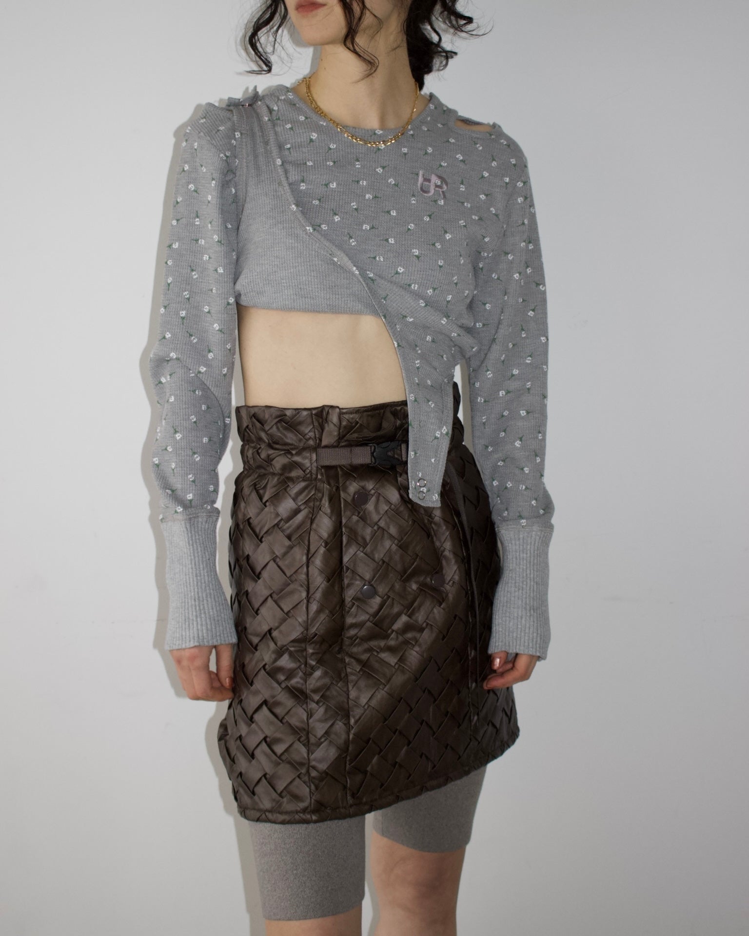 Faux Leather Intrecciato Skirt