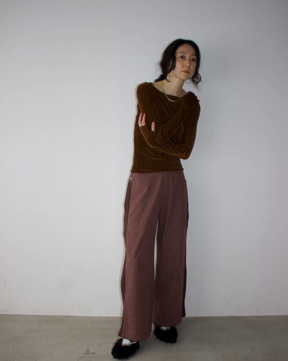 Denim Side Rib Wide Pants