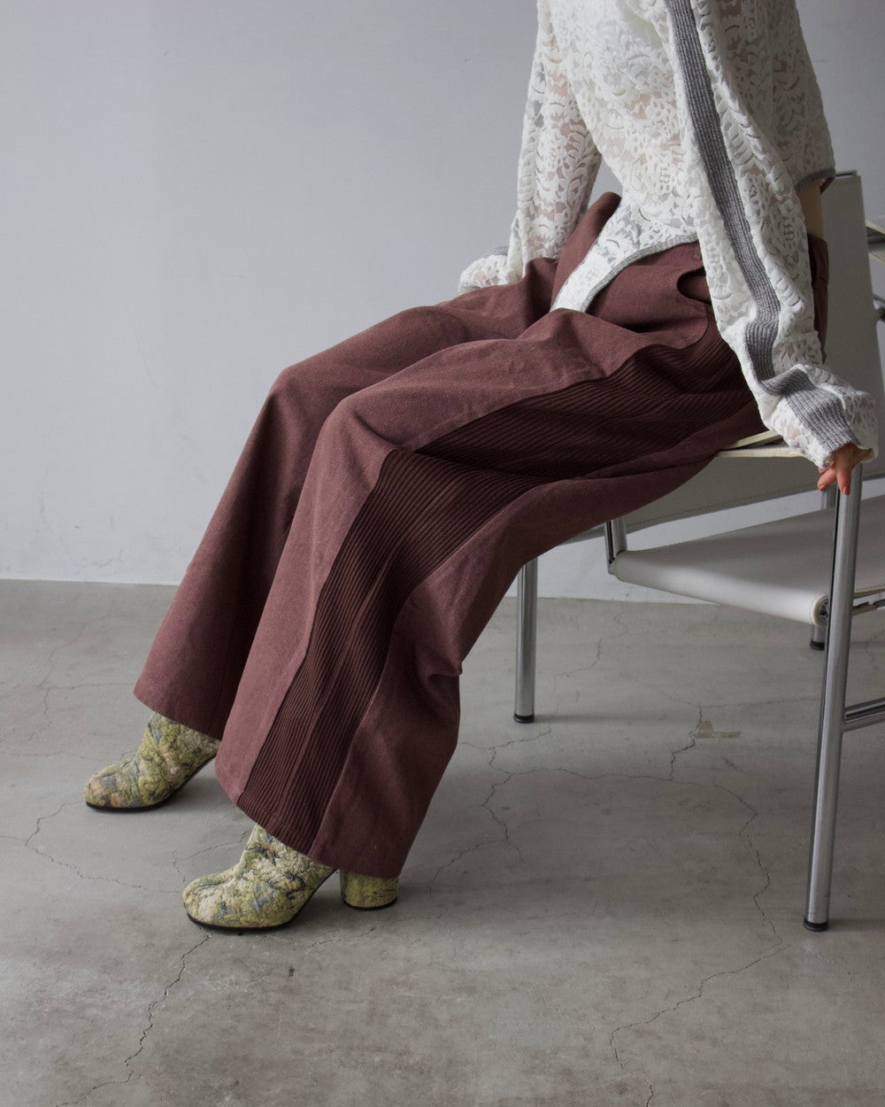 Denim Side Rib Wide Pants