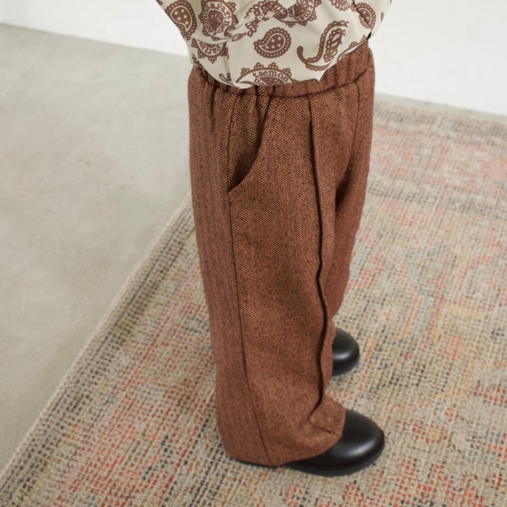 HERRINGDONE TWEED PANTS