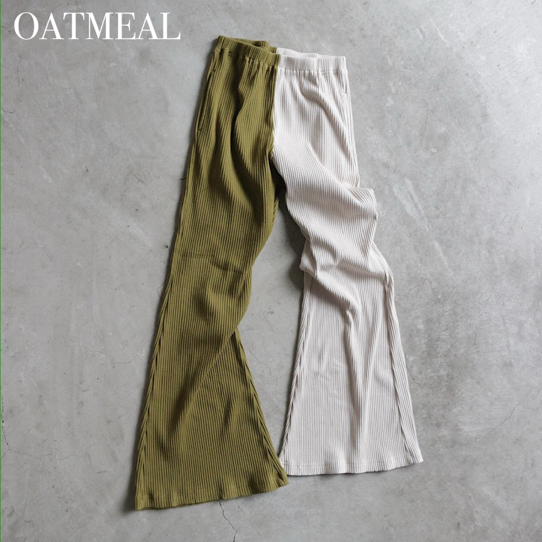 【unisex series】ASYMMETRY RIB FLARE PANTS