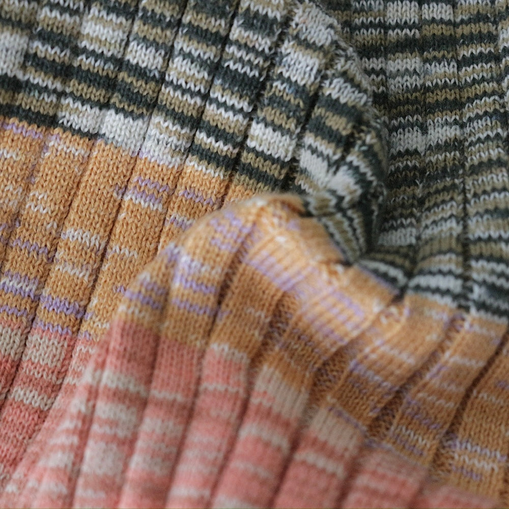 MIXED BORDER KNIT FLARE PANTS