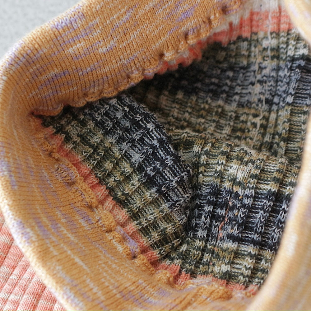 MIXED BORDER KNIT FLARE PANTS