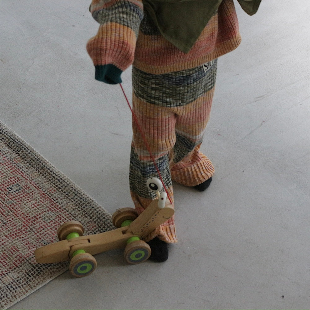 MIXED BORDER KNIT FLARE PANTS