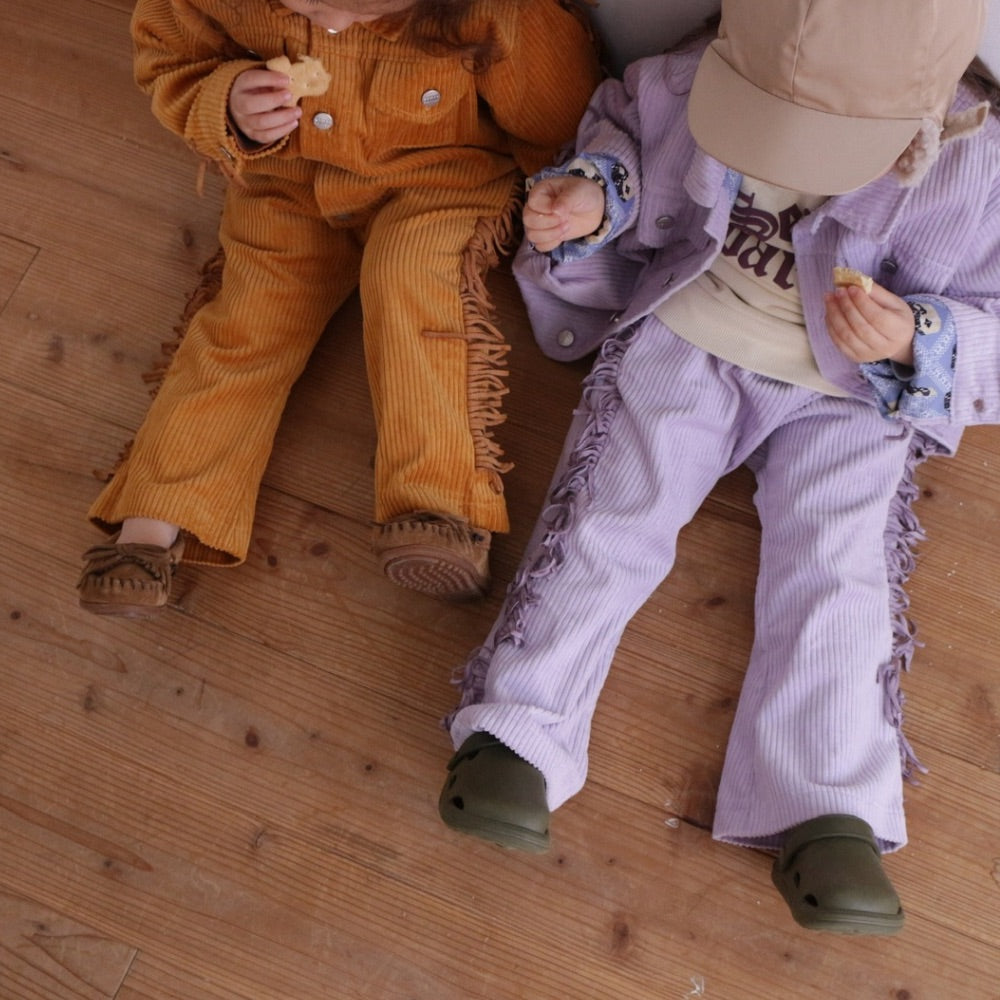 CORDUROY FRINGE FLARE PANTS