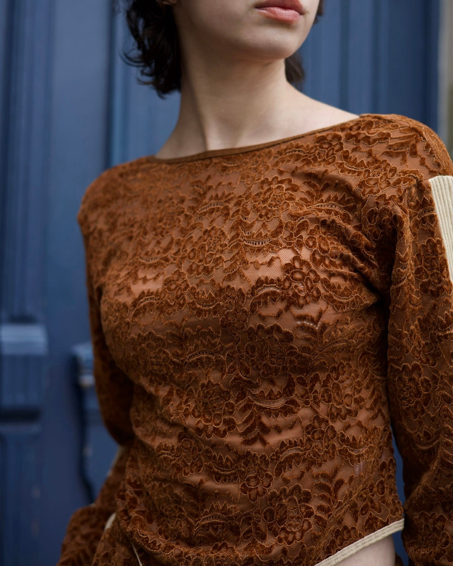 Velour Lace Bodysuit Top