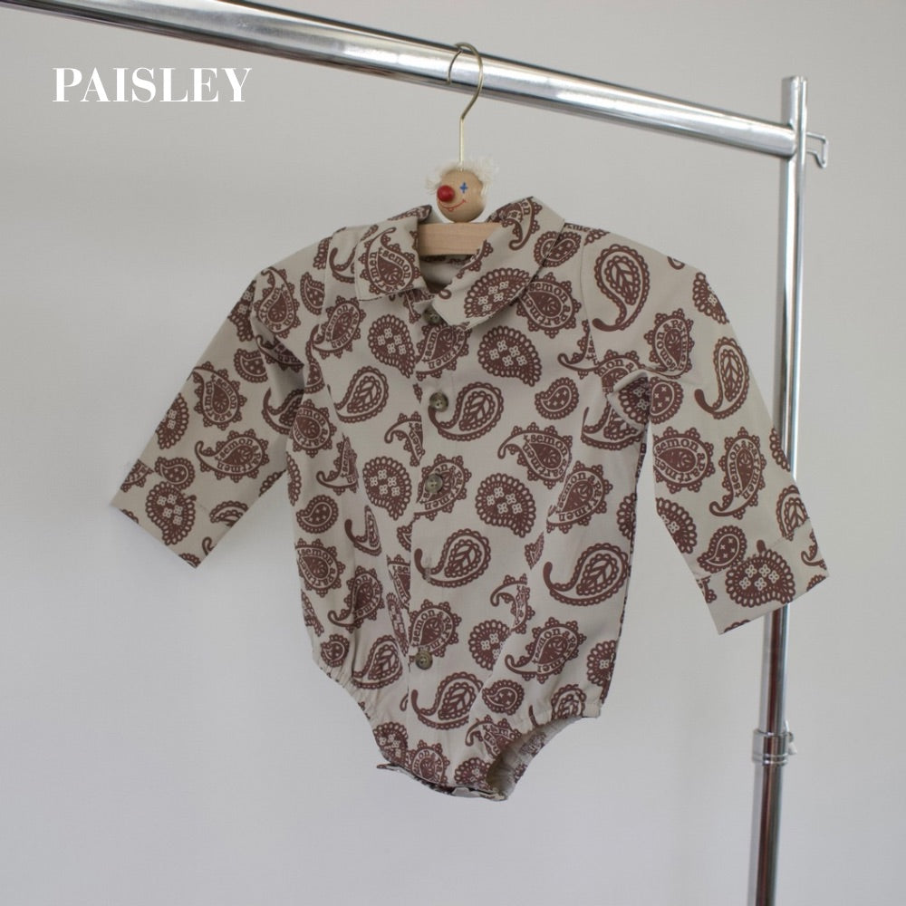 PAISLEY SHIRT ROMPERS