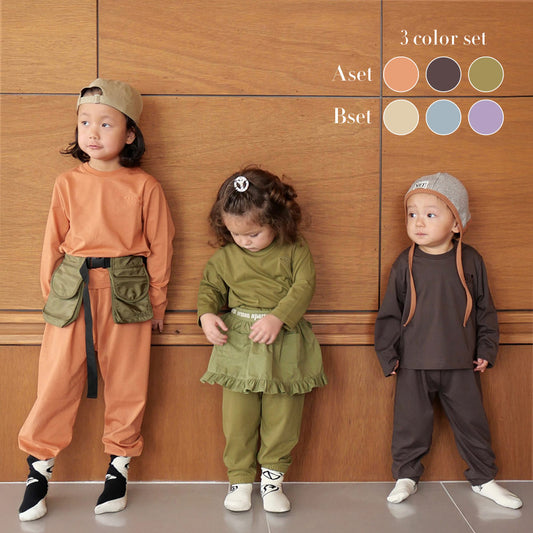 3SET SIMPLE LONG TSHIRT