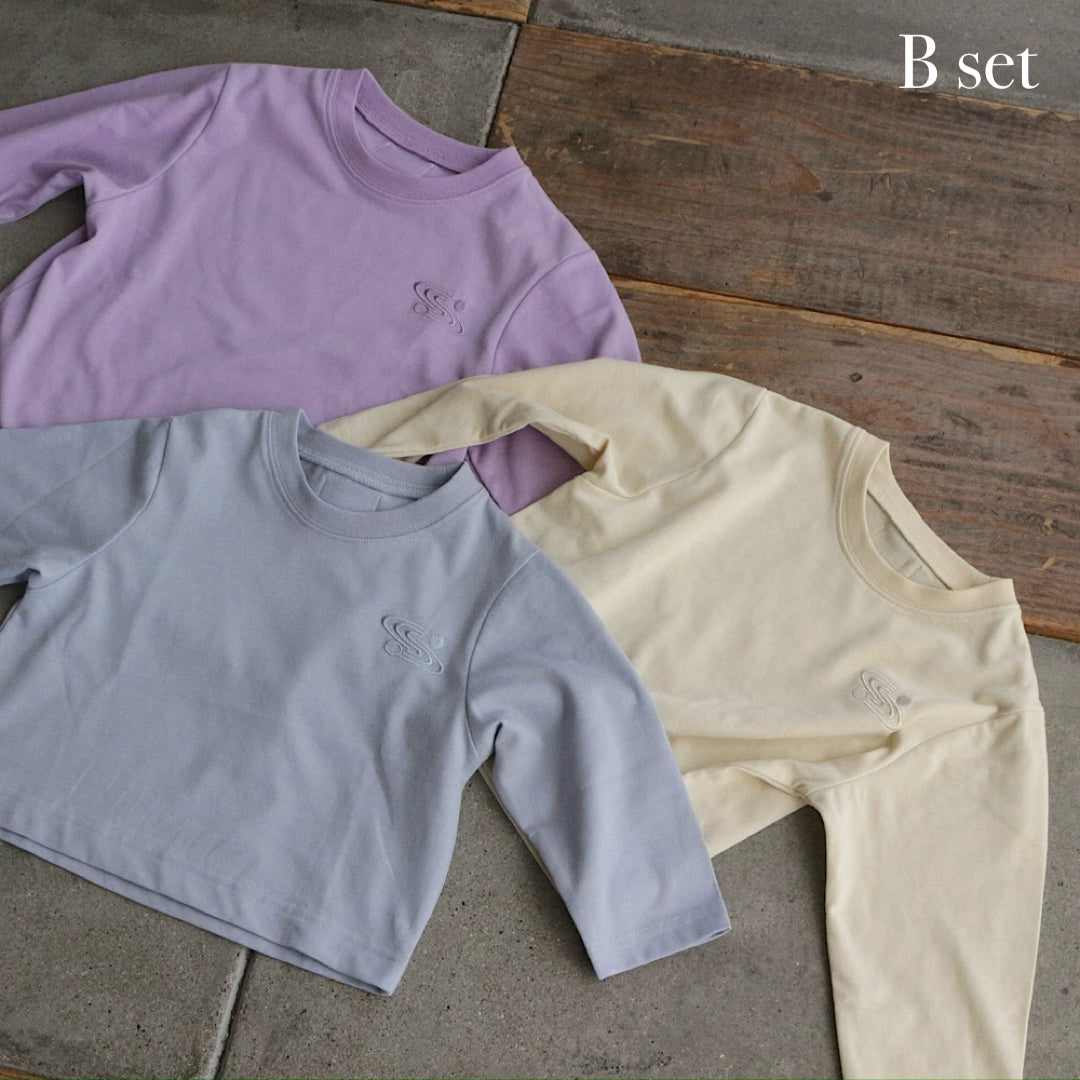 3SET SIMPLE LONG TSHIRT
