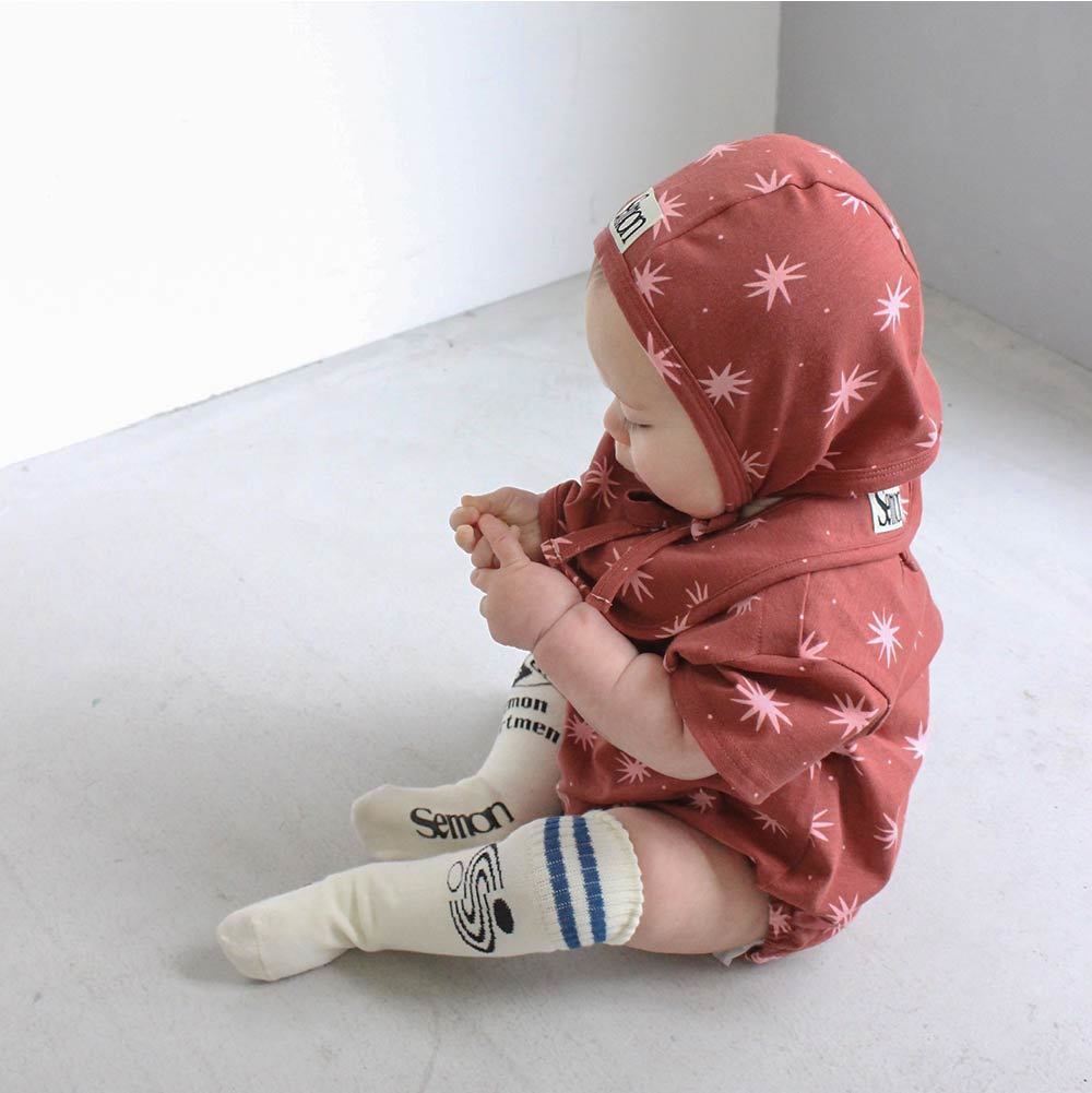 Short sleeve patterned rompers