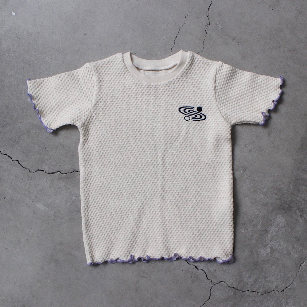 WAFFLE EMBROIDERED HALF SLEEVE TEE
