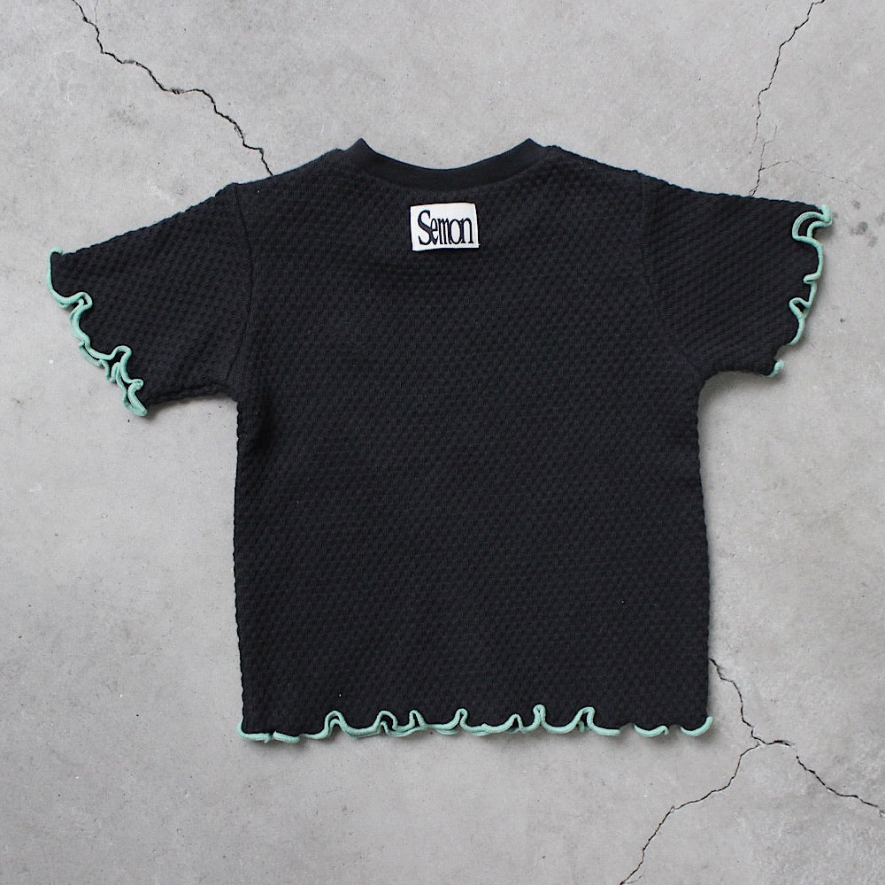 WAFFLE EMBROIDERED HALF SLEEVE TEE