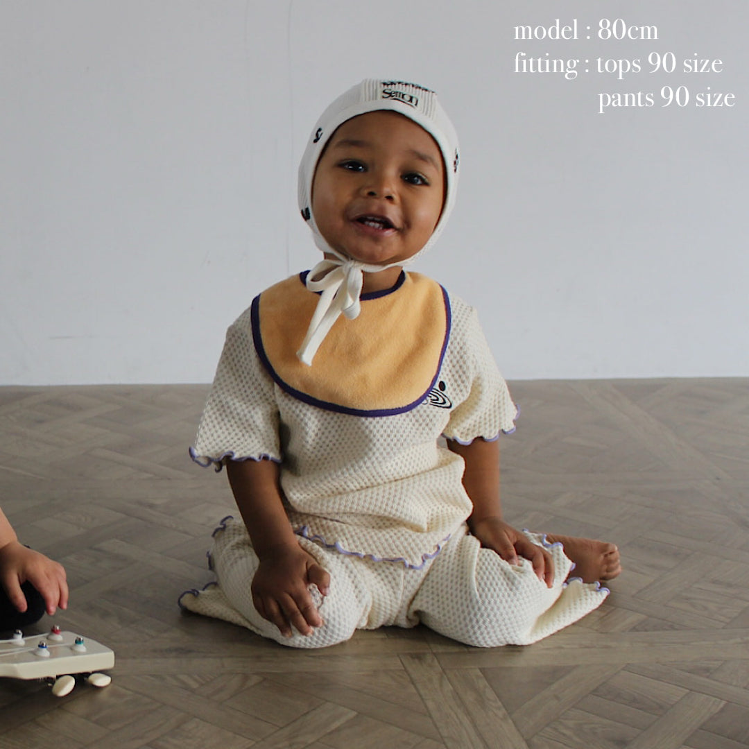 WAFFLE EMBROIDERED HALF SLEEVE TEE