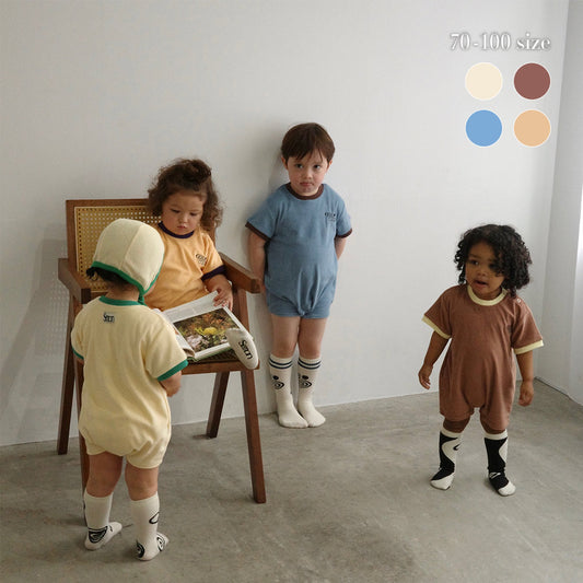 PILE PIPING HALF SLEEVE ROMPERS