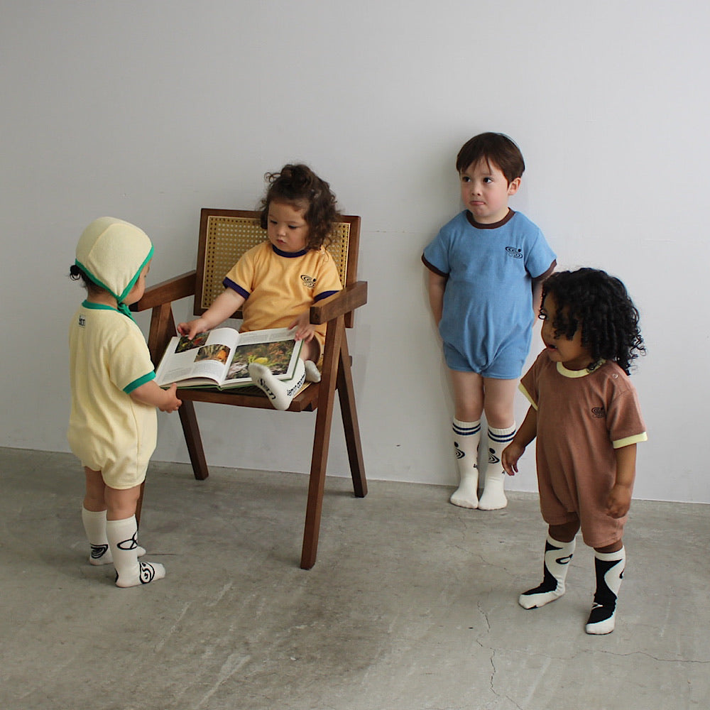 PILE PIPING HALF SLEEVE ROMPERS