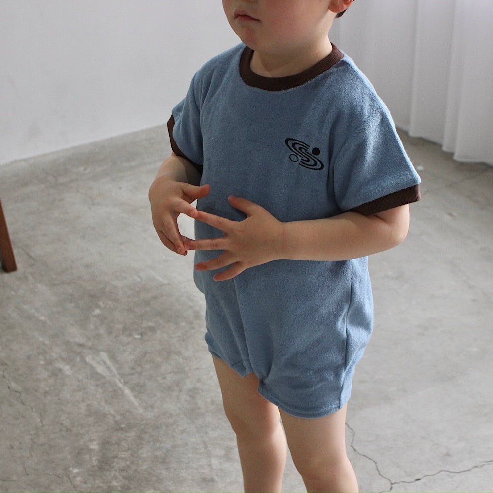 PILE PIPING HALF SLEEVE ROMPERS