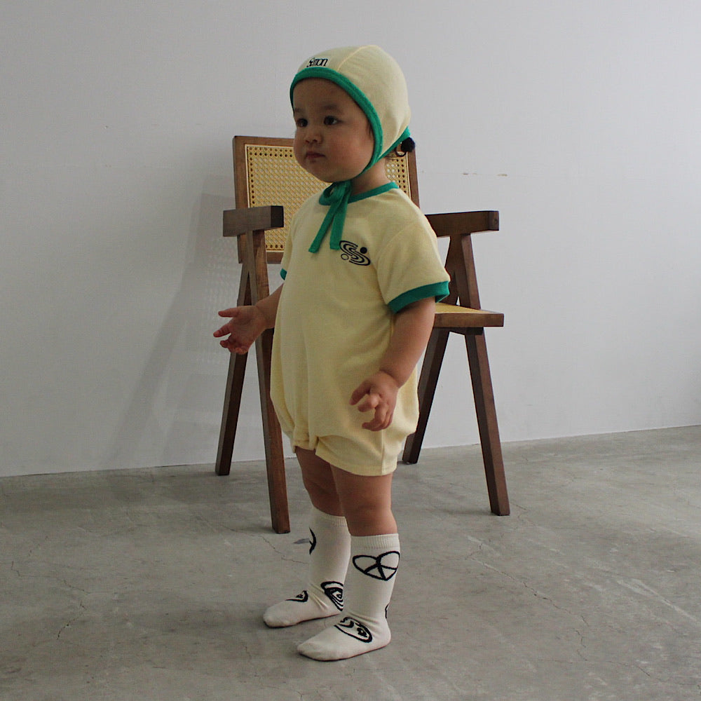 PILE PIPING HALF SLEEVE ROMPERS