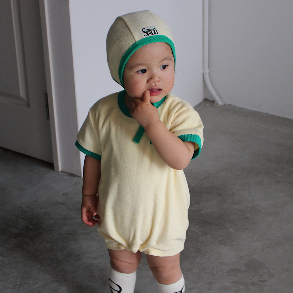 PILE PIPING HALF SLEEVE ROMPERS