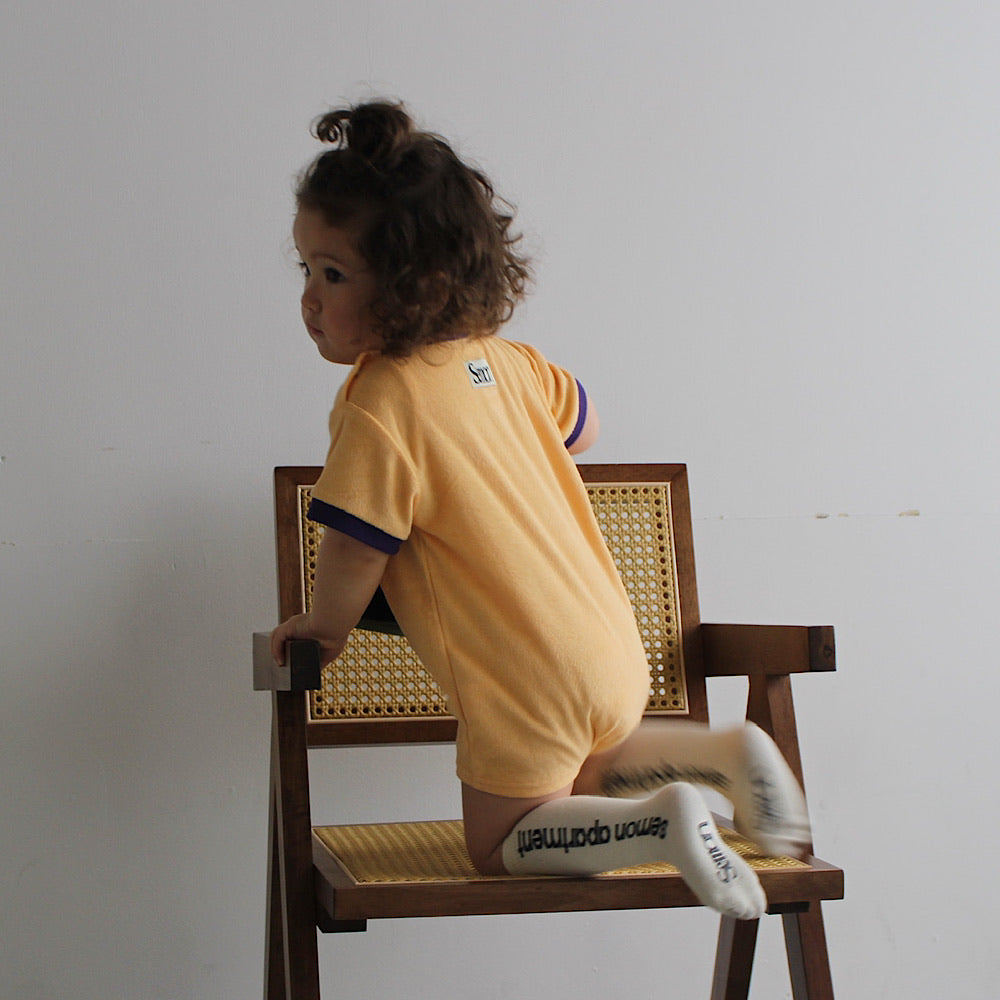 PILE PIPING HALF SLEEVE ROMPERS