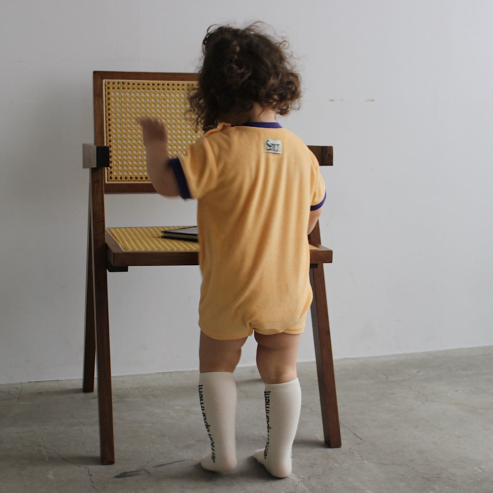 PILE PIPING HALF SLEEVE ROMPERS