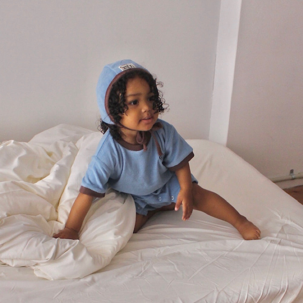 PILE PIPING HALF SLEEVE ROMPERS