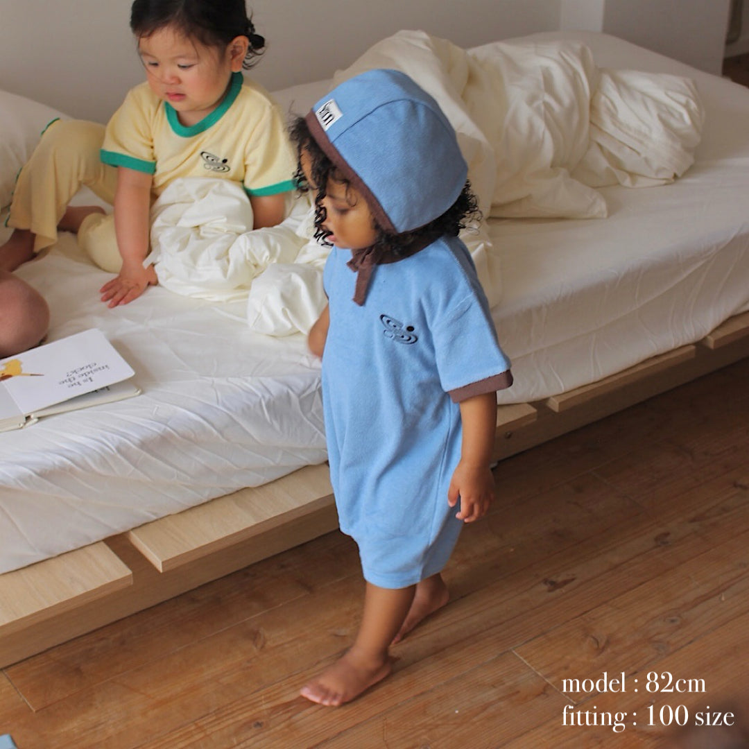 PILE PIPING HALF SLEEVE ROMPERS