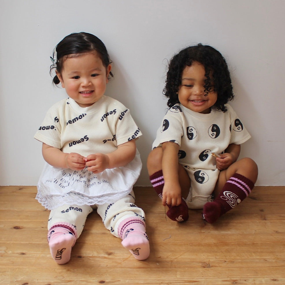 WAFFLE PRINT HALF SLEEVE TEE