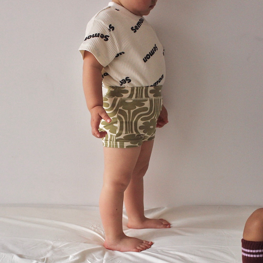 WAFFLE PRINT HALF SLEEVE TEE