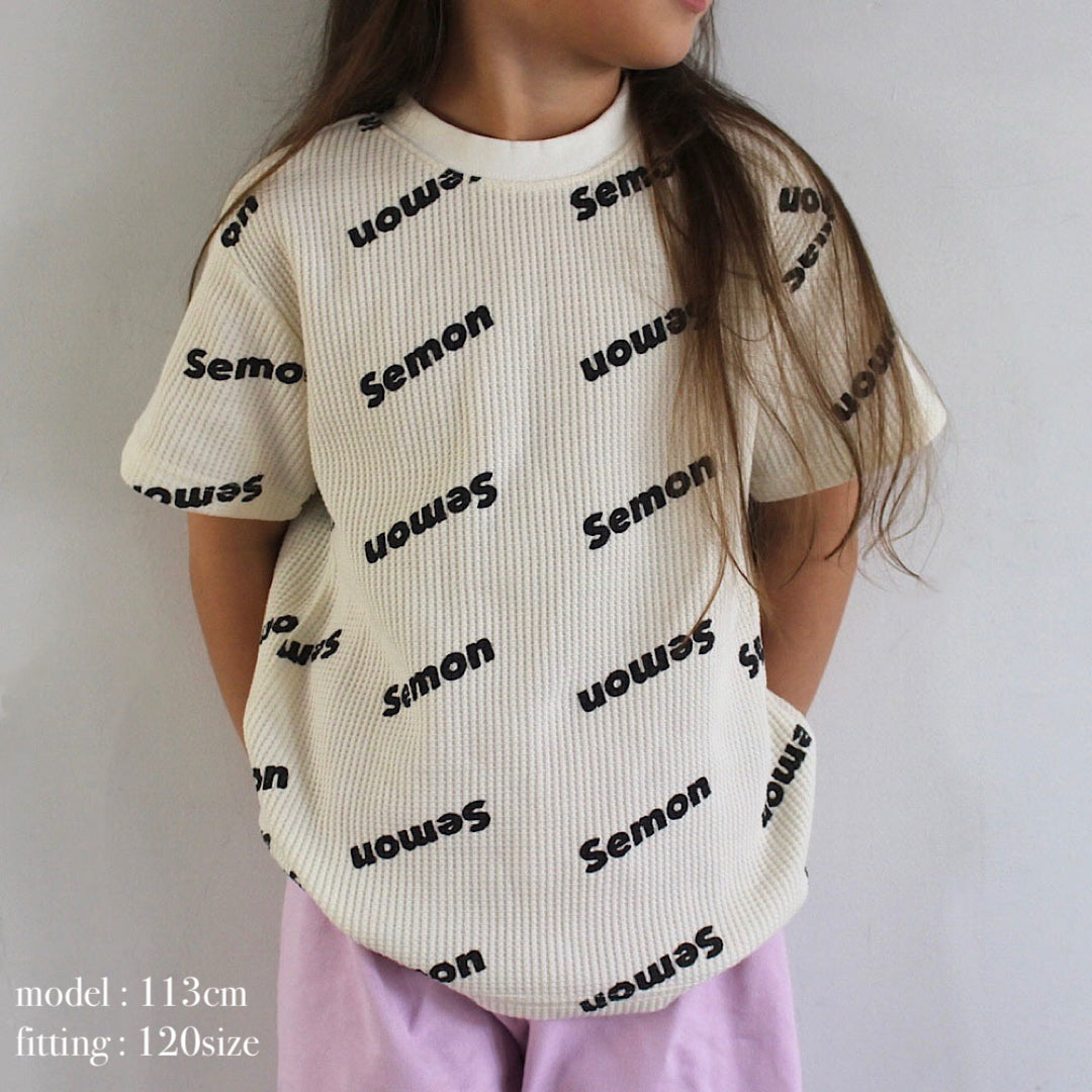 WAFFLE PRINT HALF SLEEVE TEE