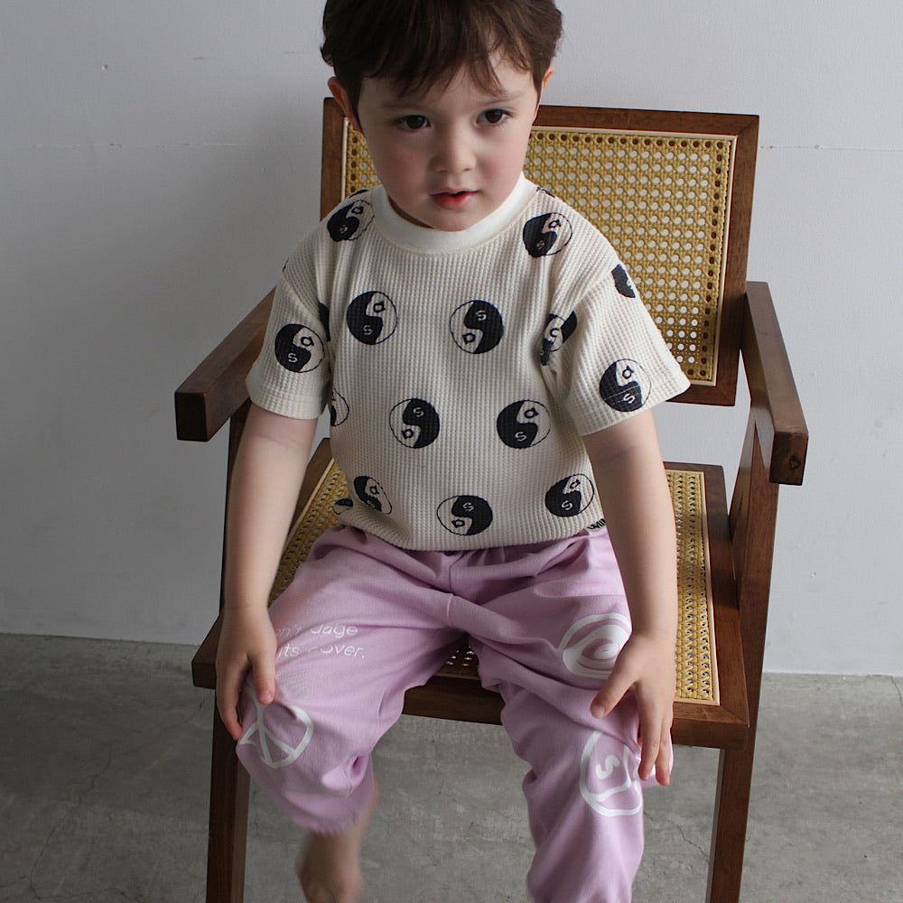 WAFFLE PRINT HALF SLEEVE TEE