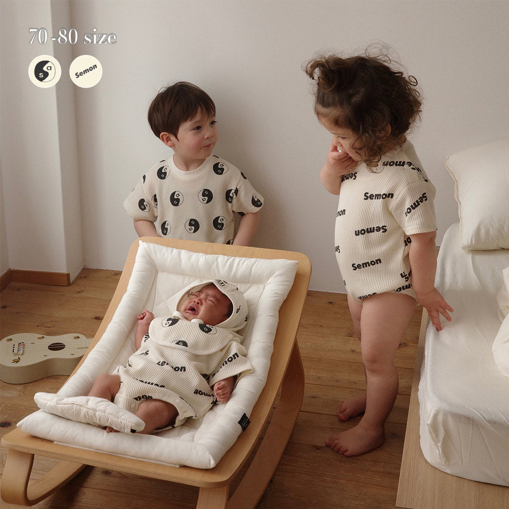 WAFFLE PRINT HALF SLEEVE ROMPERS