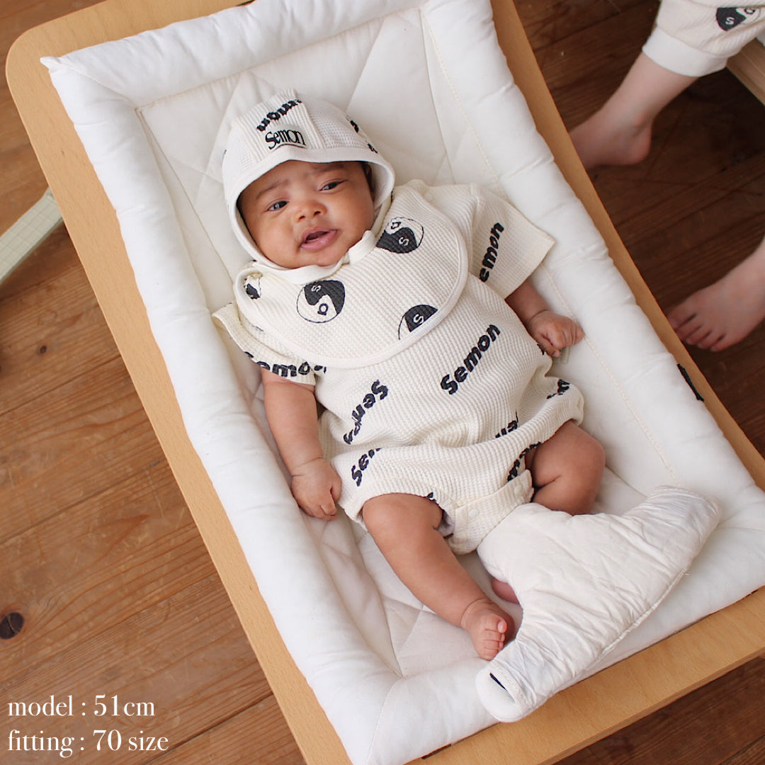 WAFFLE PRINT HALF SLEEVE ROMPERS