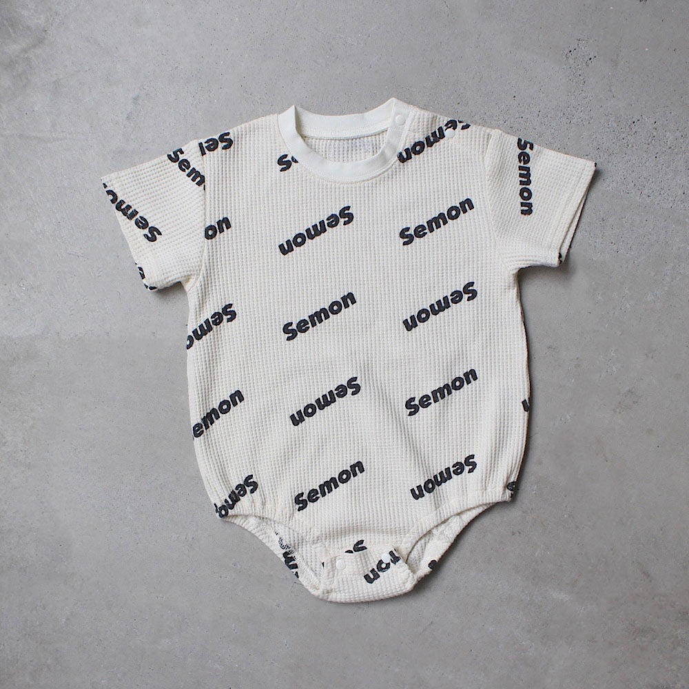 WAFFLE PRINT HALF SLEEVE ROMPERS