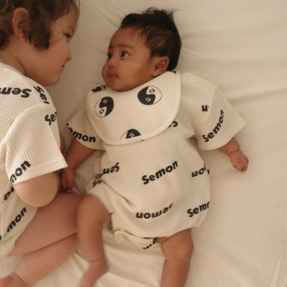 WAFFLE PRINT HALF SLEEVE ROMPERS