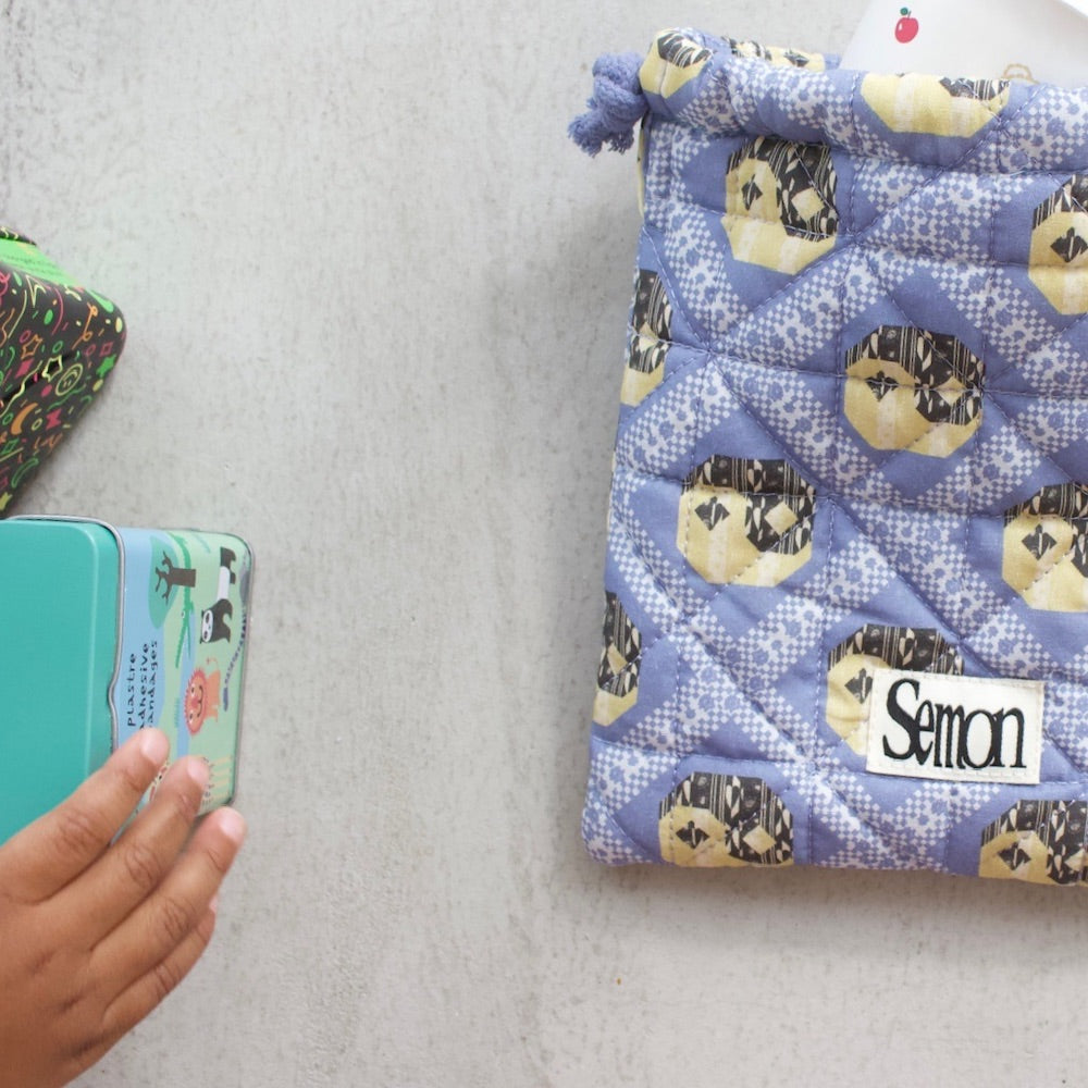 3SET QUILTED DRAWSTRING BAGS