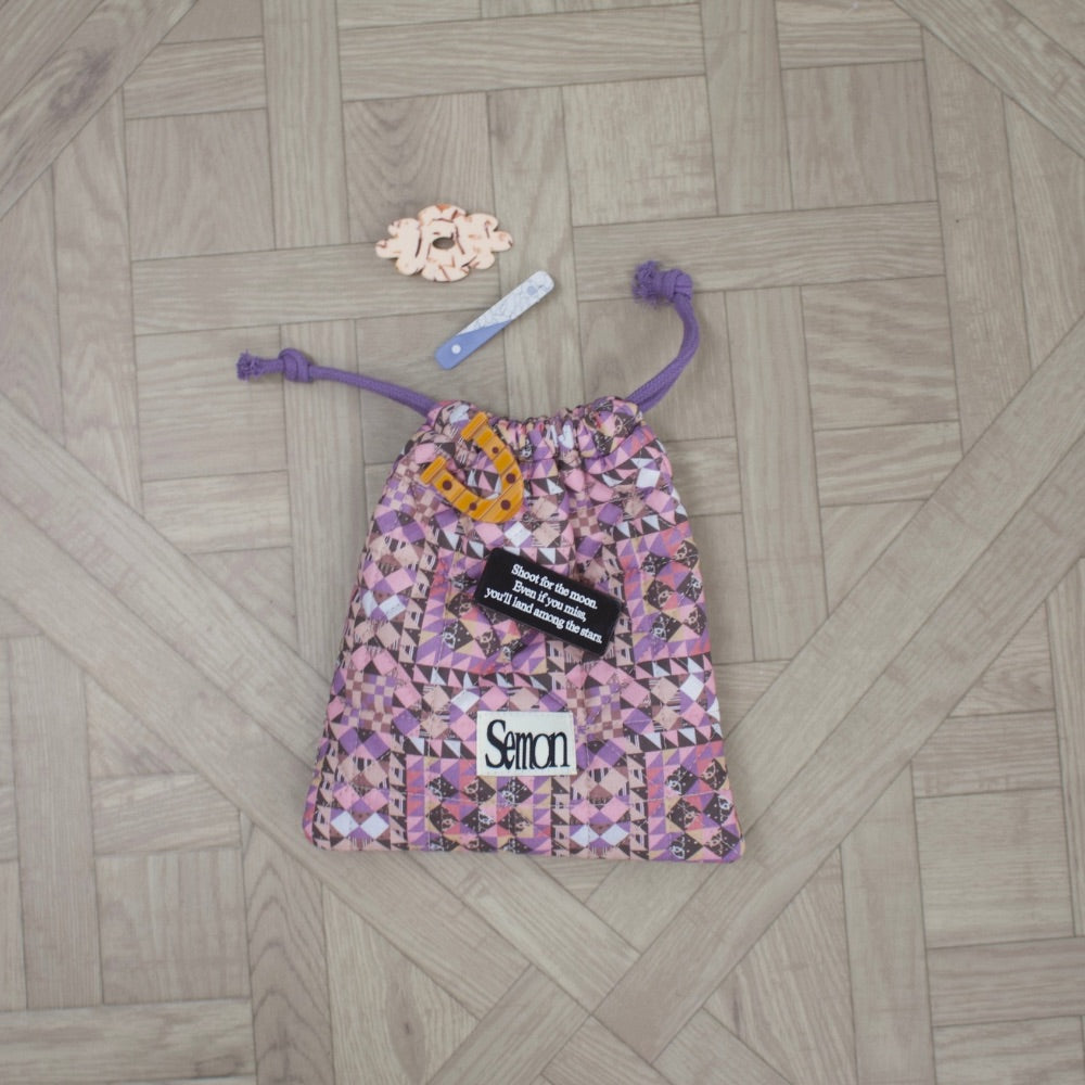 3SET QUILTED DRAWSTRING BAGS