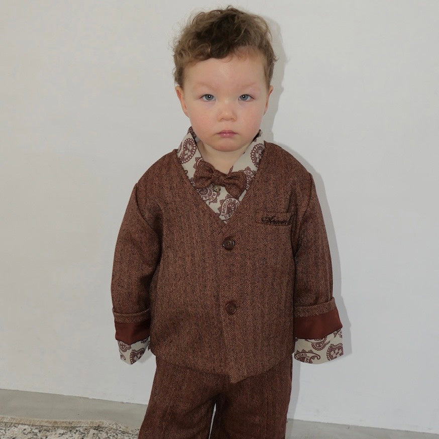 HERRINGDONE TWEED JACKET & BOW TIE SET
