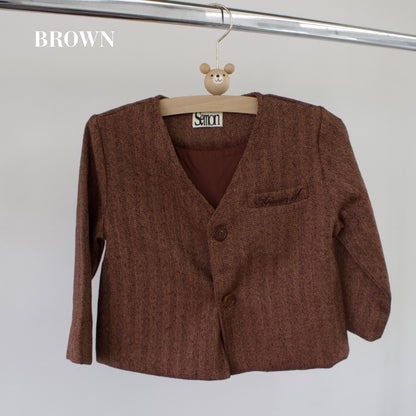 HERRINGDONE TWEED JACKET & BOW TIE SET