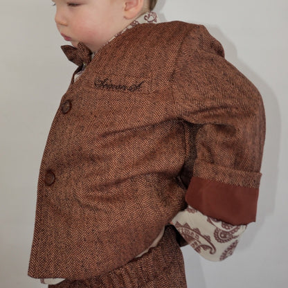 HERRINGDONE TWEED JACKET & BOW TIE SET