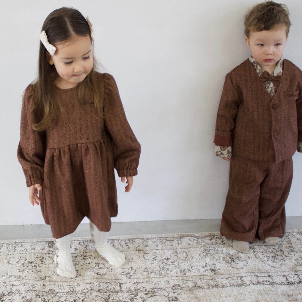 HERRINGDONE TWEED JACKET & BOW TIE SET