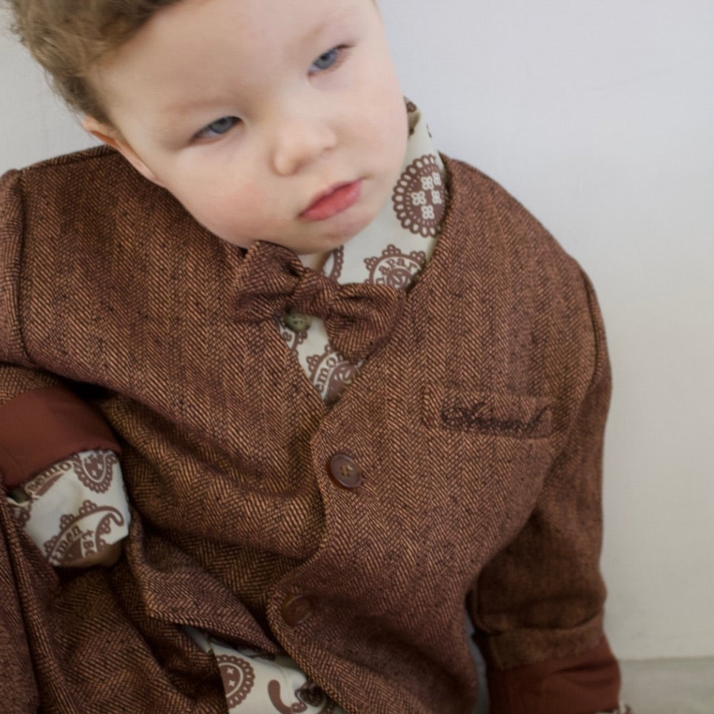 HERRINGDONE TWEED JACKET & BOW TIE SET