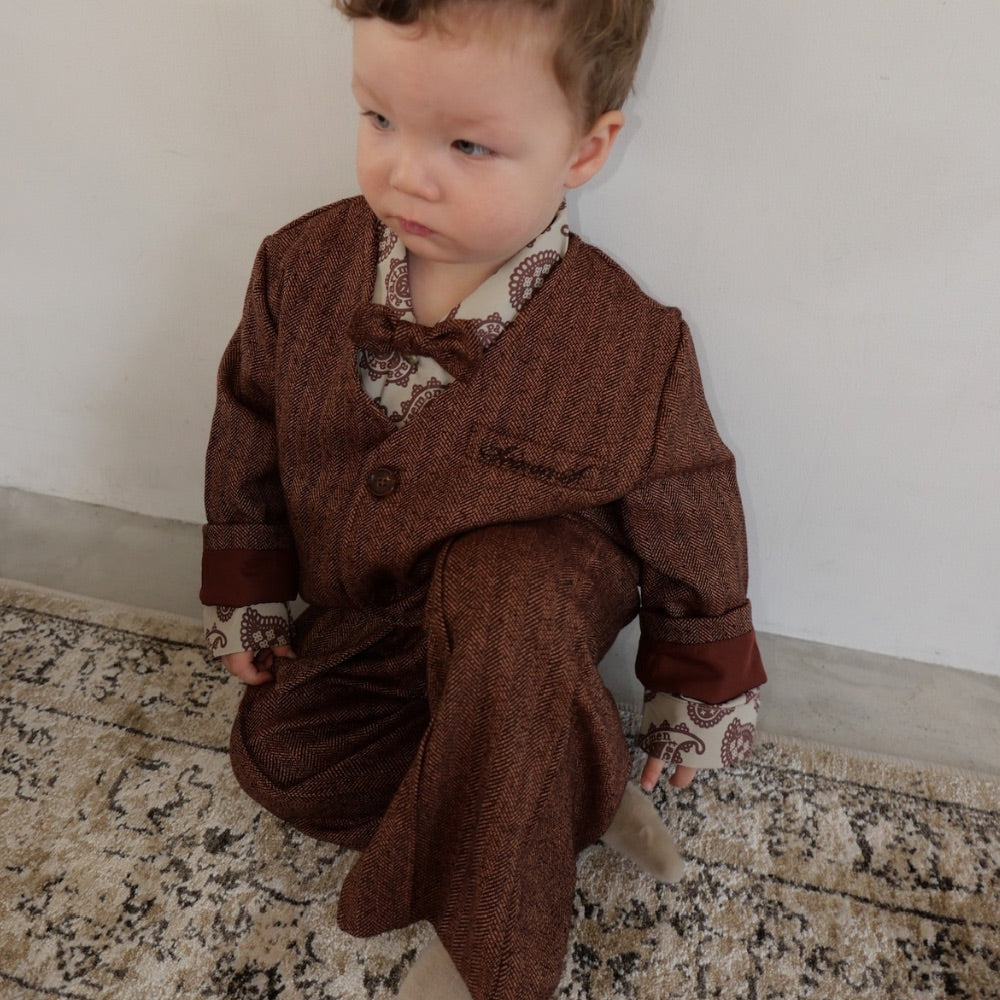 HERRINGDONE TWEED JACKET & BOW TIE SET