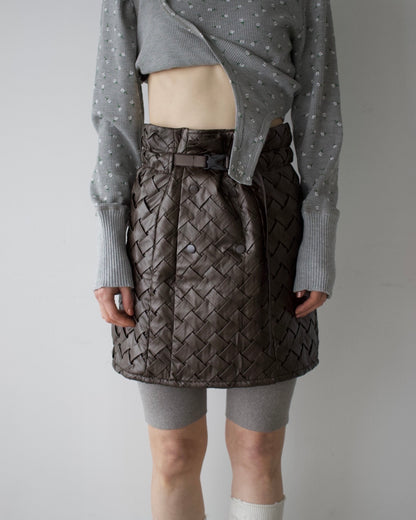 Faux Leather Intrecciato Skirt